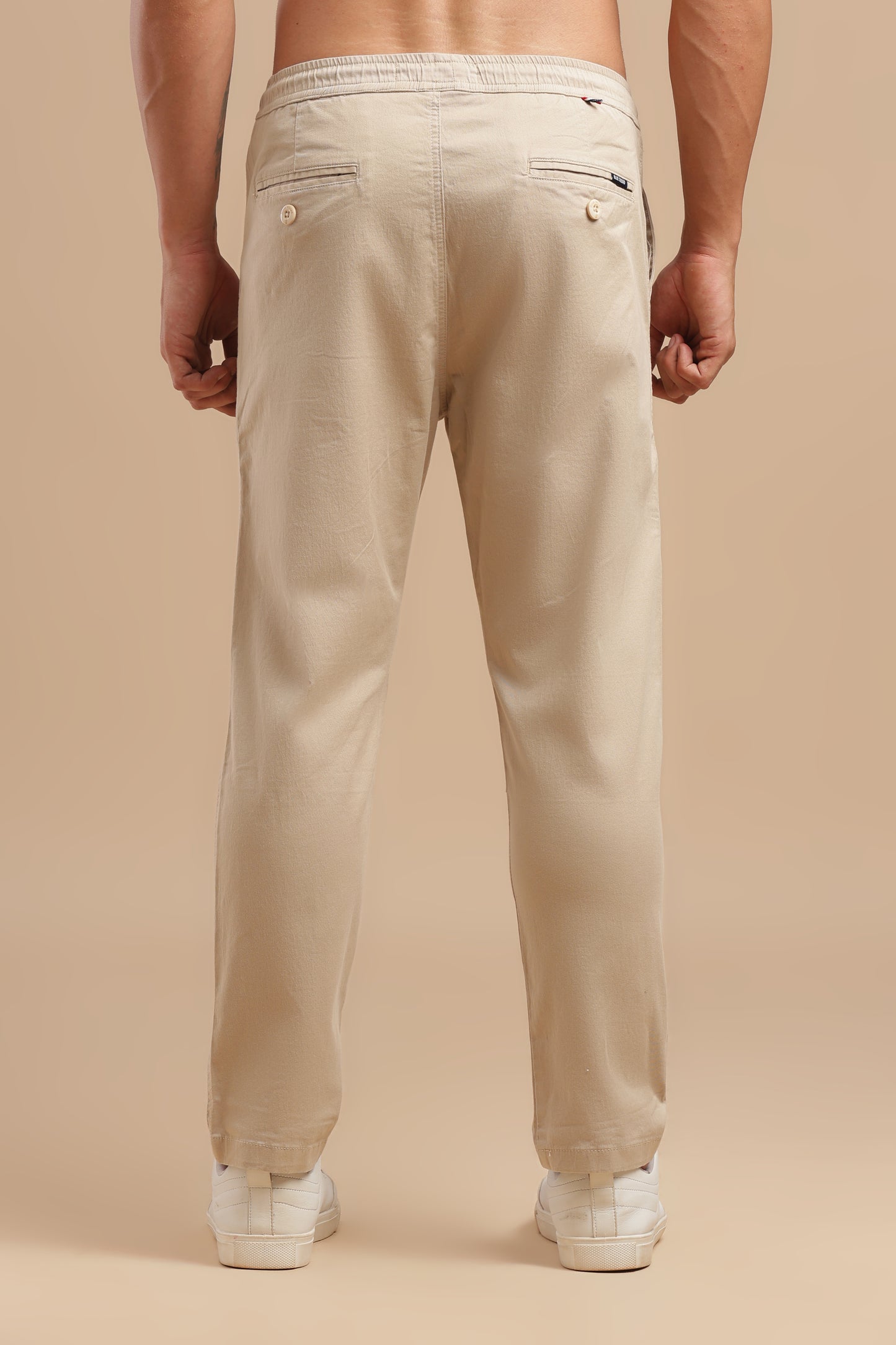 Beige Cotton Straight Fit Utility Cargo