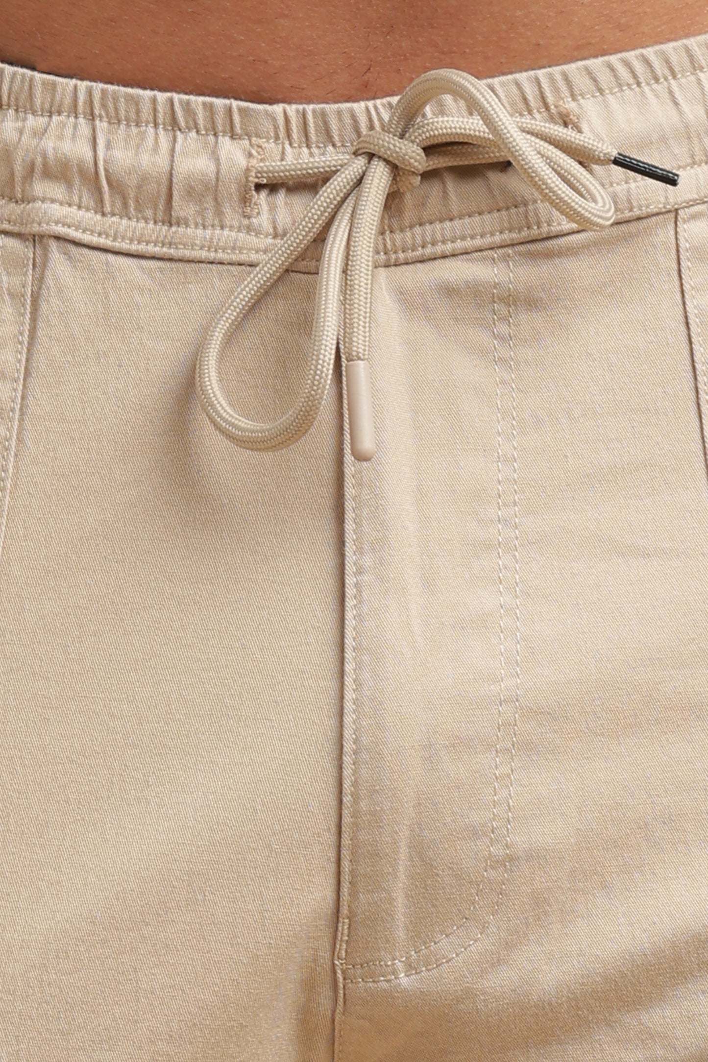Beige Cotton Straight Fit Utility Cargo