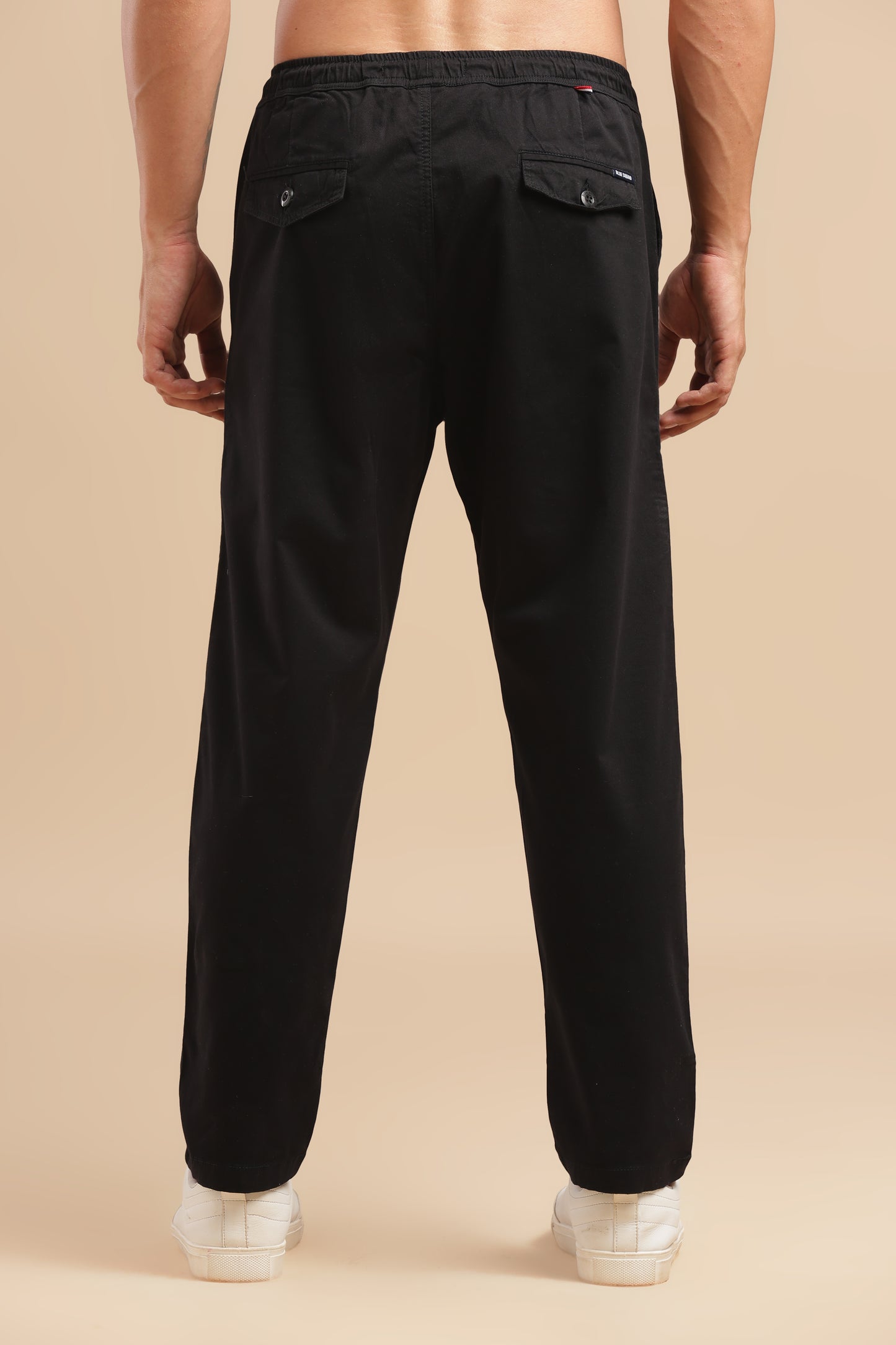 Black Cotton Straight Fit Utility Cargo