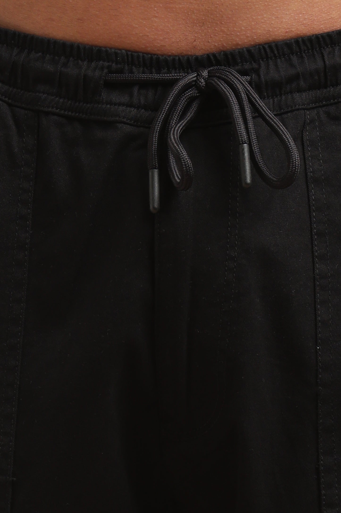 Black Cotton Straight Fit Utility Cargo