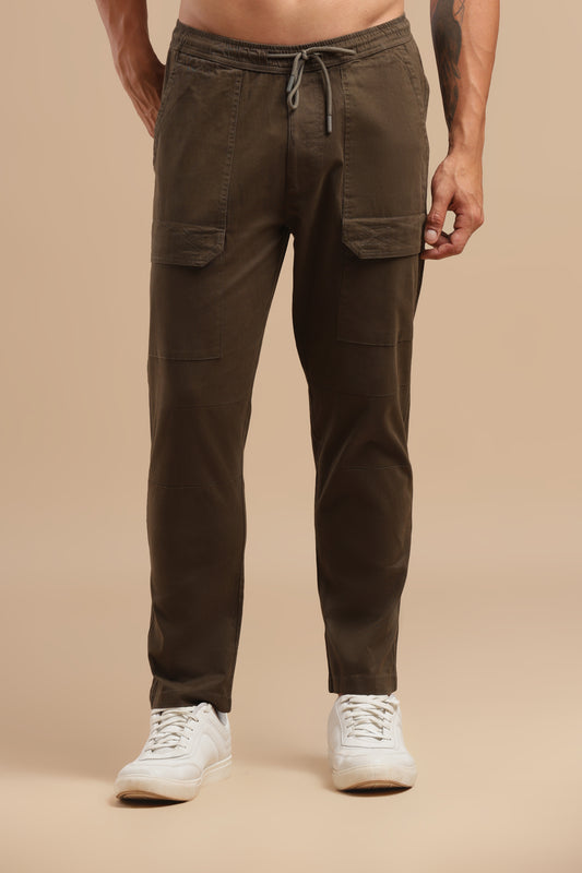 Coffee Cotton Straight Fit Utility Cargo