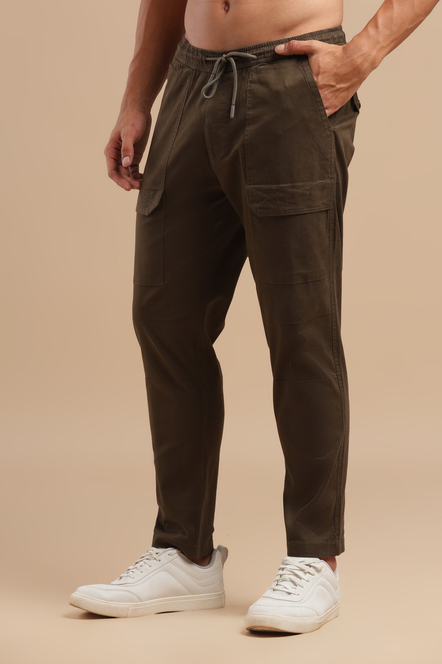 Coffee Cotton Straight Fit Utility Cargo