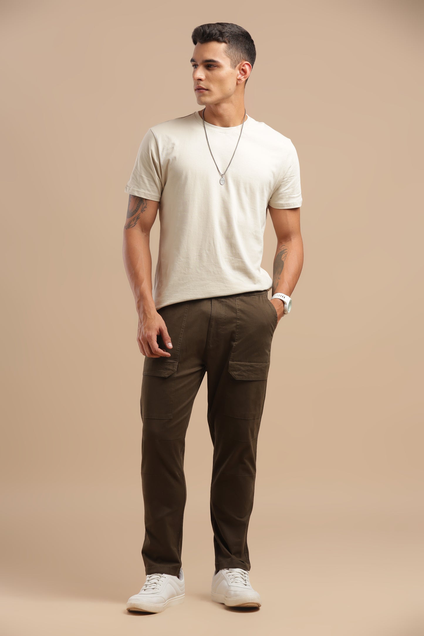 Coffee Cotton Straight Fit Utility Cargo