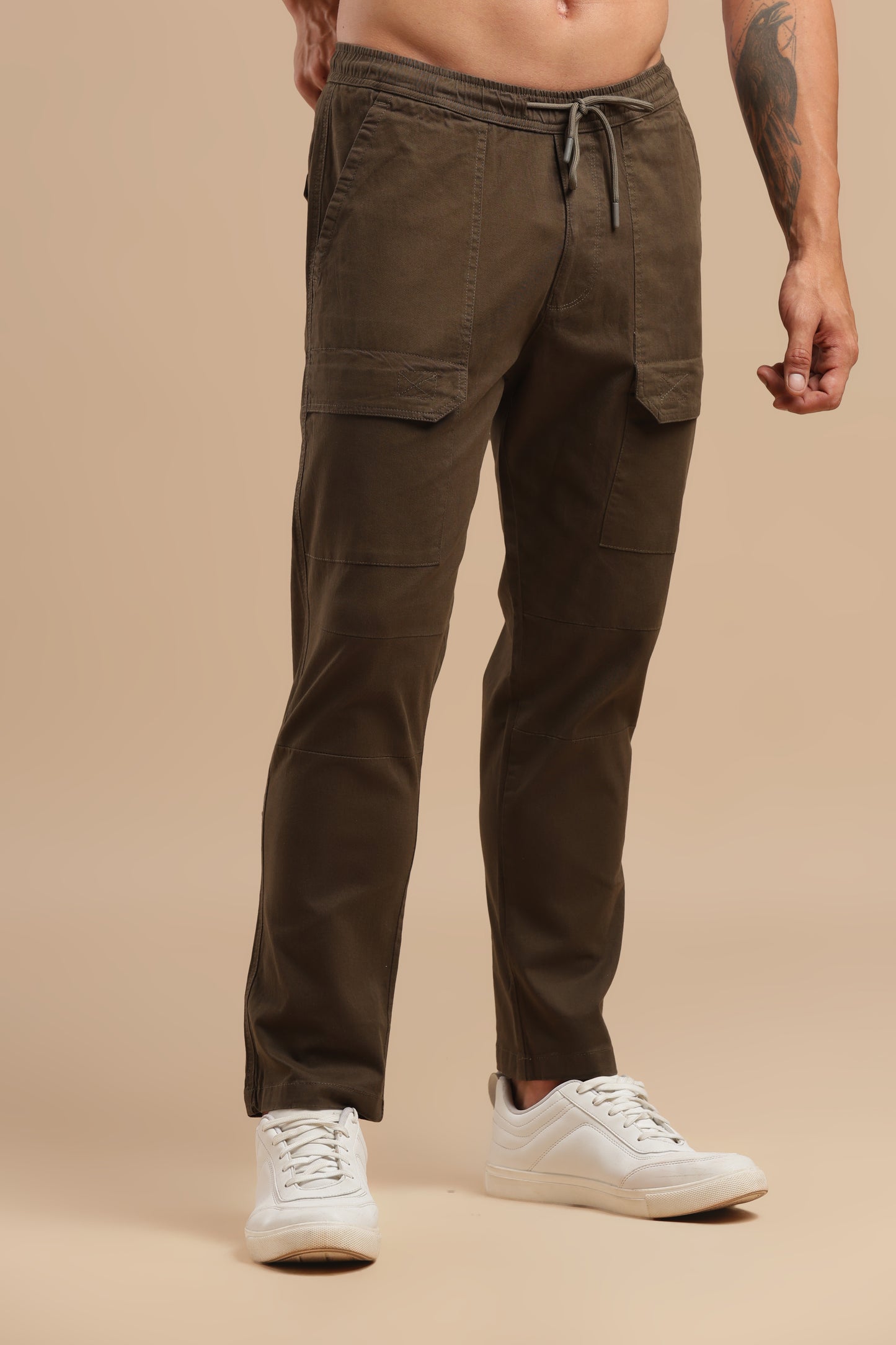 Coffee Cotton Straight Fit Utility Cargo