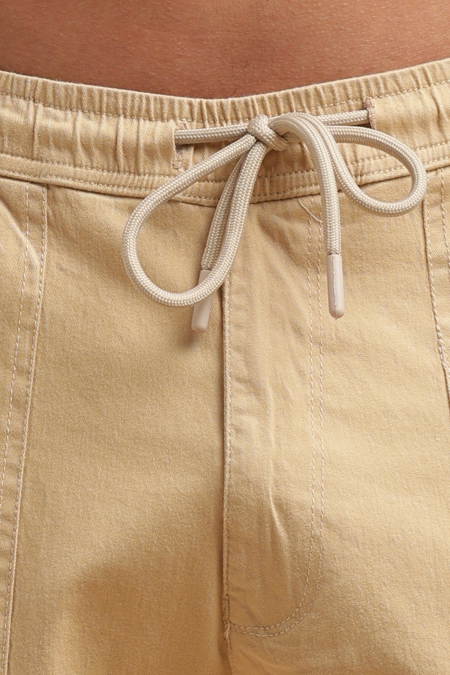 Cream Cotton Straight Fit Utility Cargo
