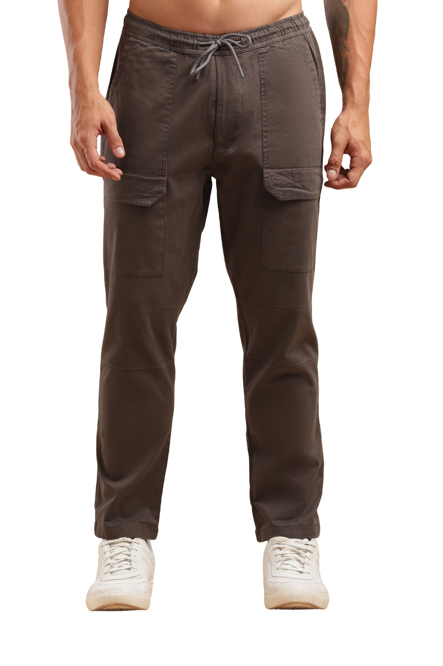 Dark Grey Cotton Straight Fit Utility Cargo