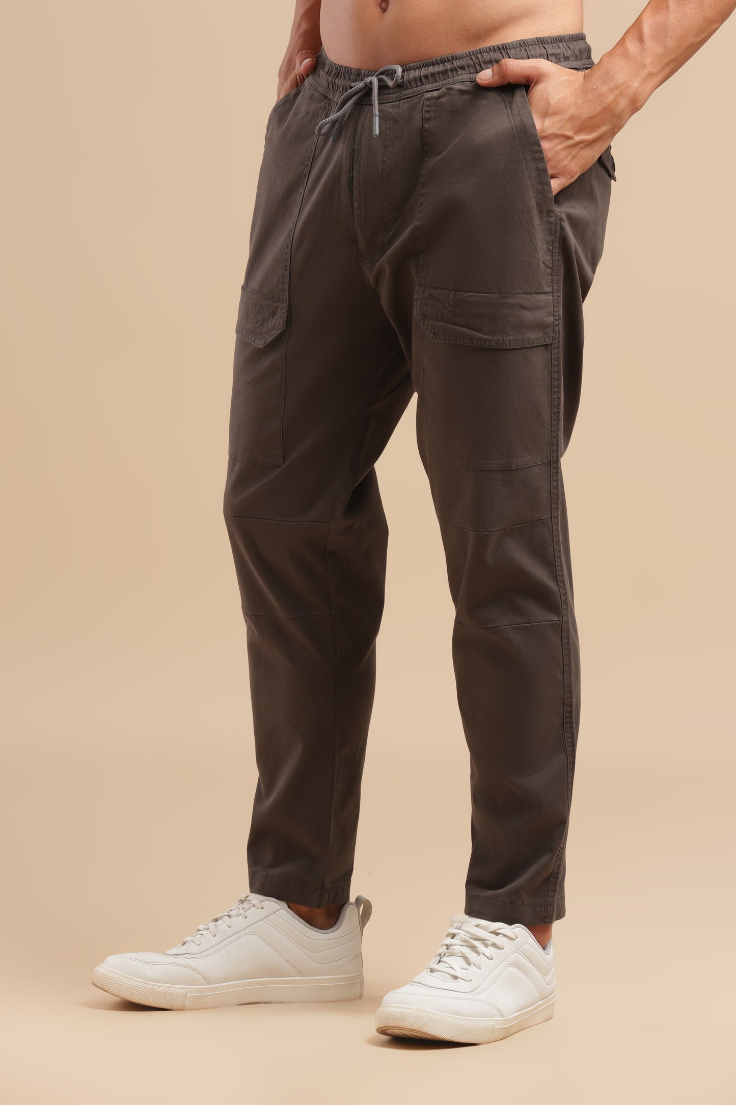 Dark Grey Cotton Straight Fit Utility Cargo