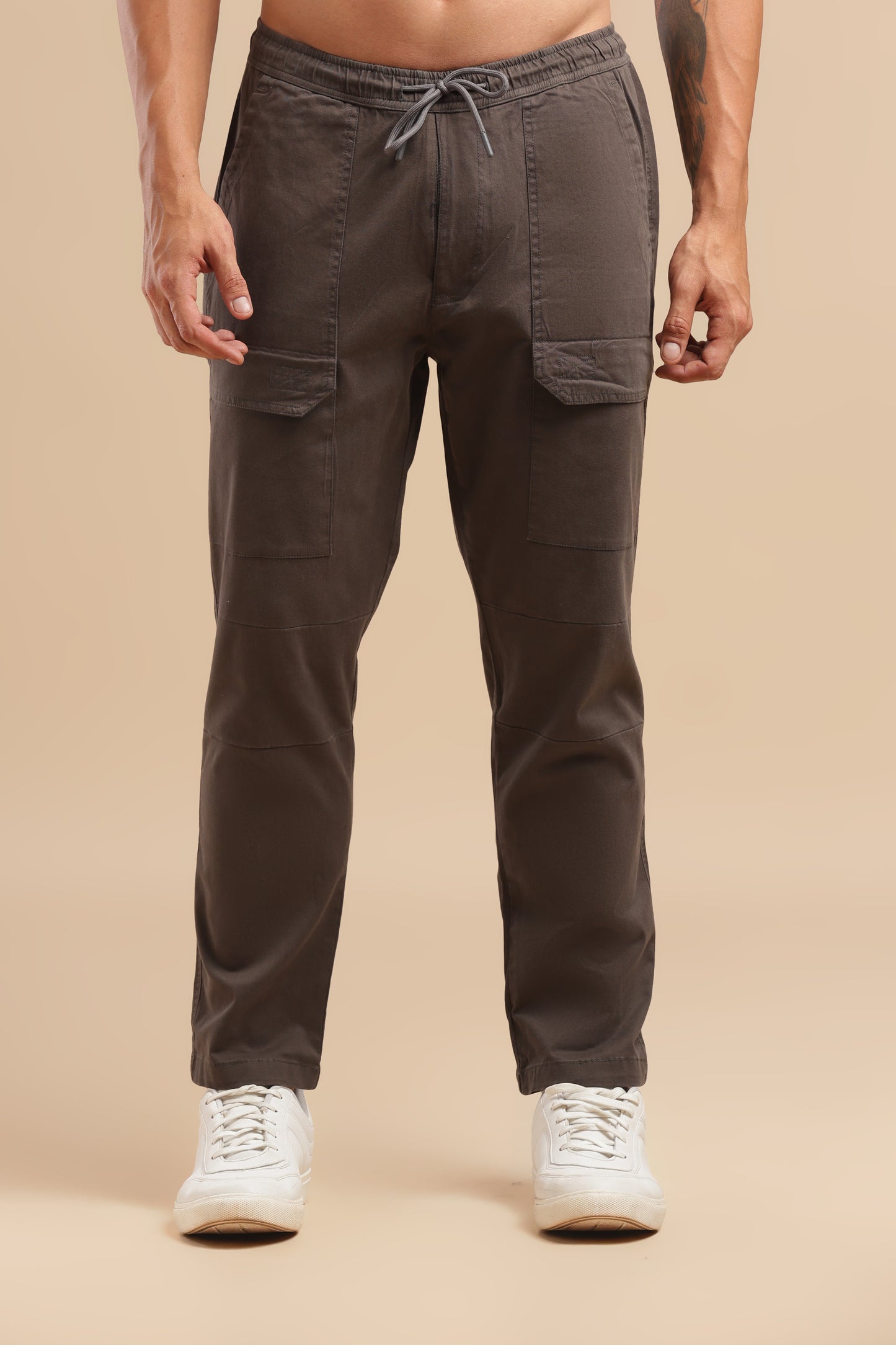 Dark Grey Cotton Straight Fit Utility Cargo