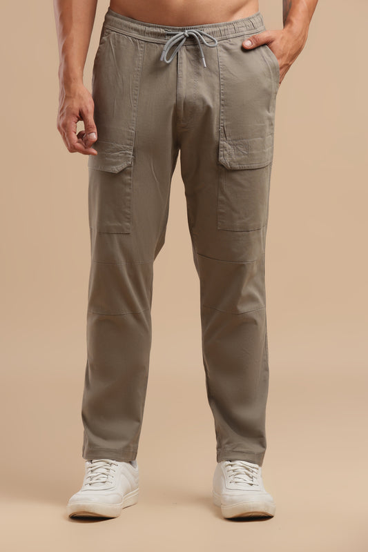 Grey Cotton Straight Fit Utility Cargo