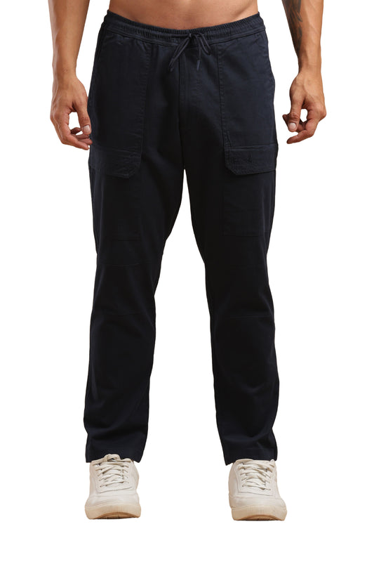 Navy Blue Cotton Straight Fit Utility Cargo