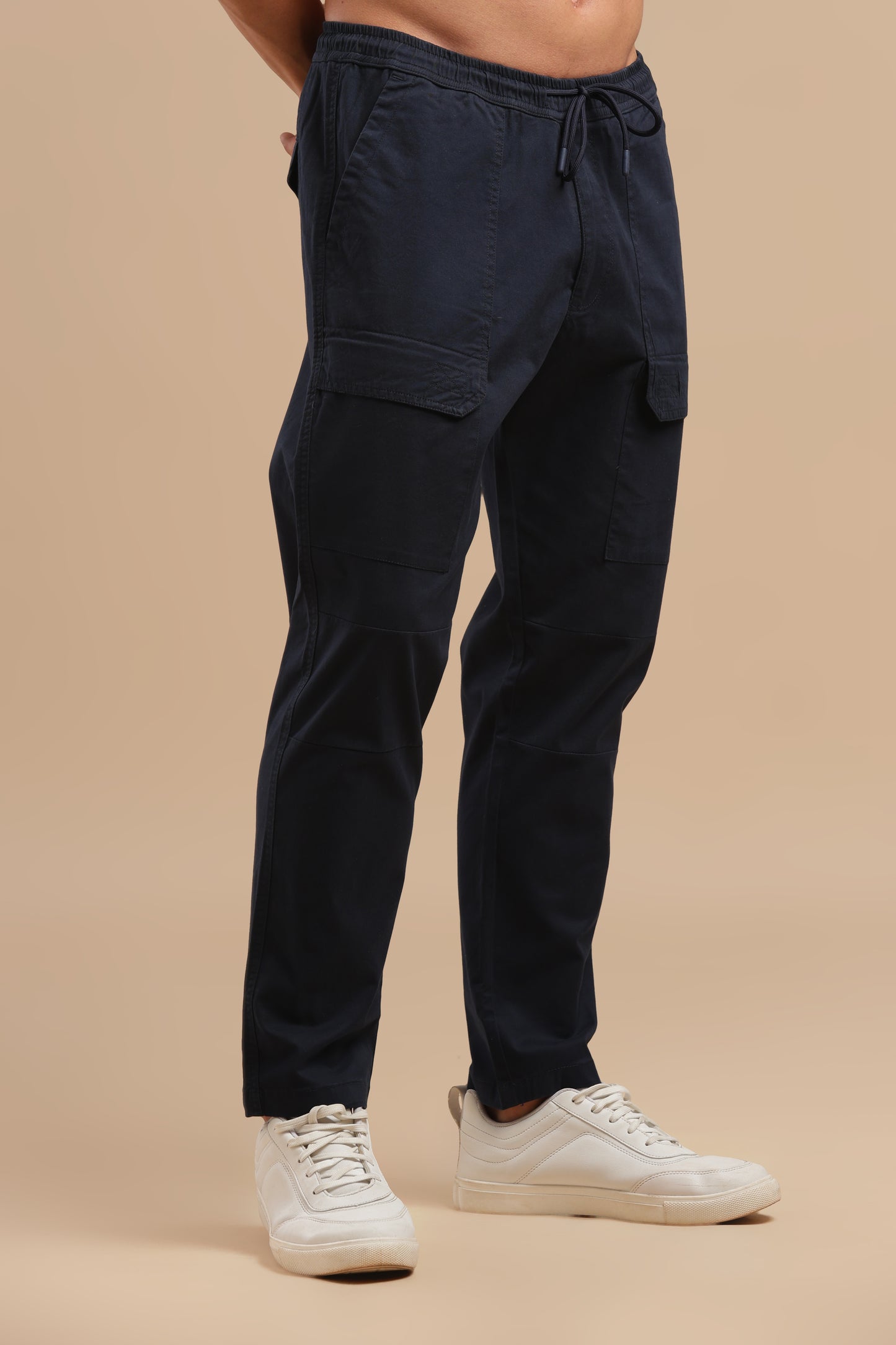 Navy Blue Cotton Straight Fit Utility Cargo