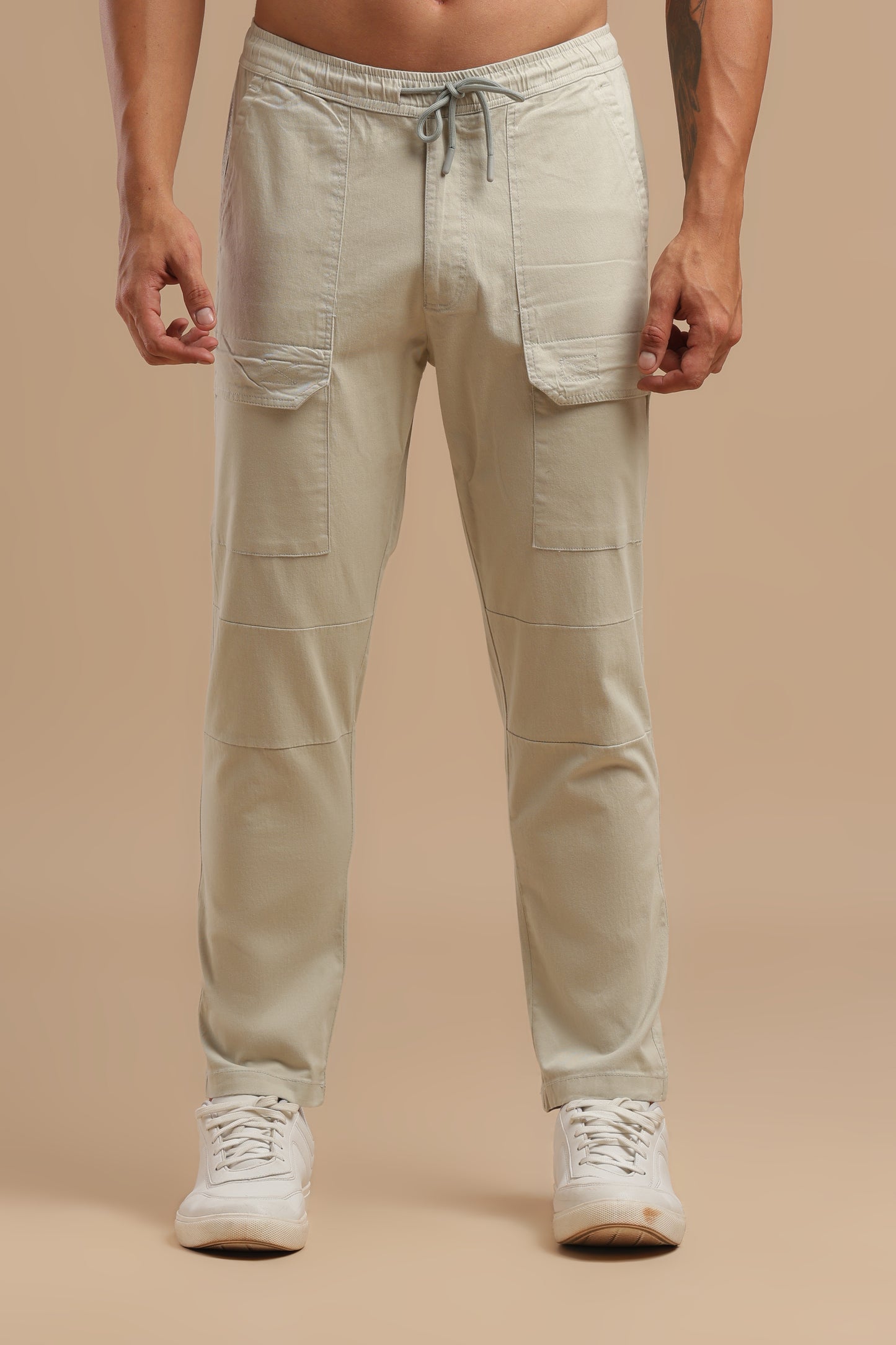 Off White Cotton Straight Fit Utility Cargo