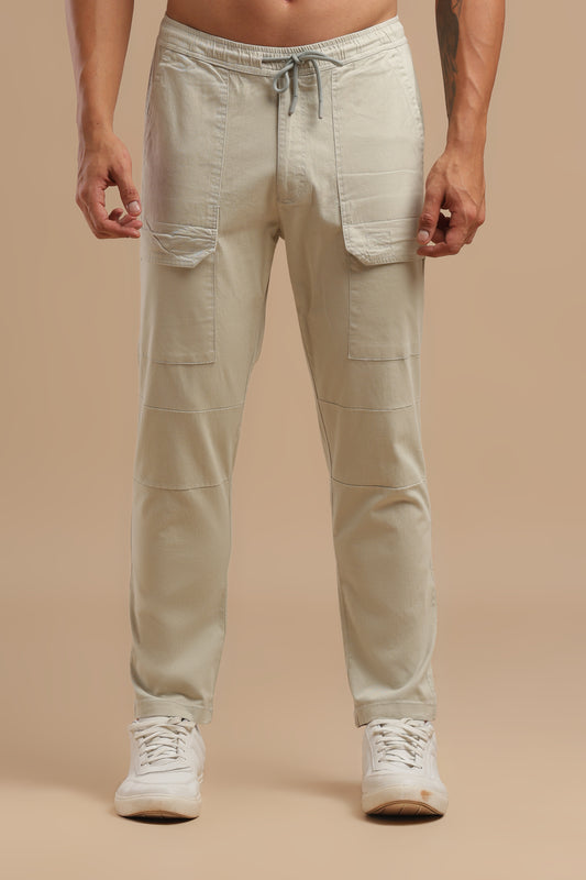 Off White Cotton Straight Fit Utility Cargo