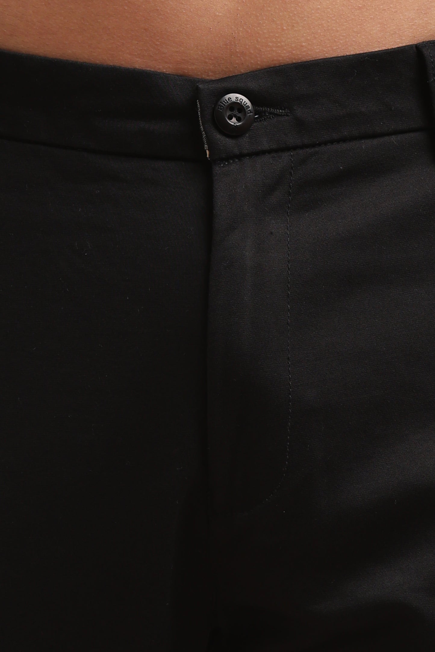 Black Cotton Straight Fit Chinos