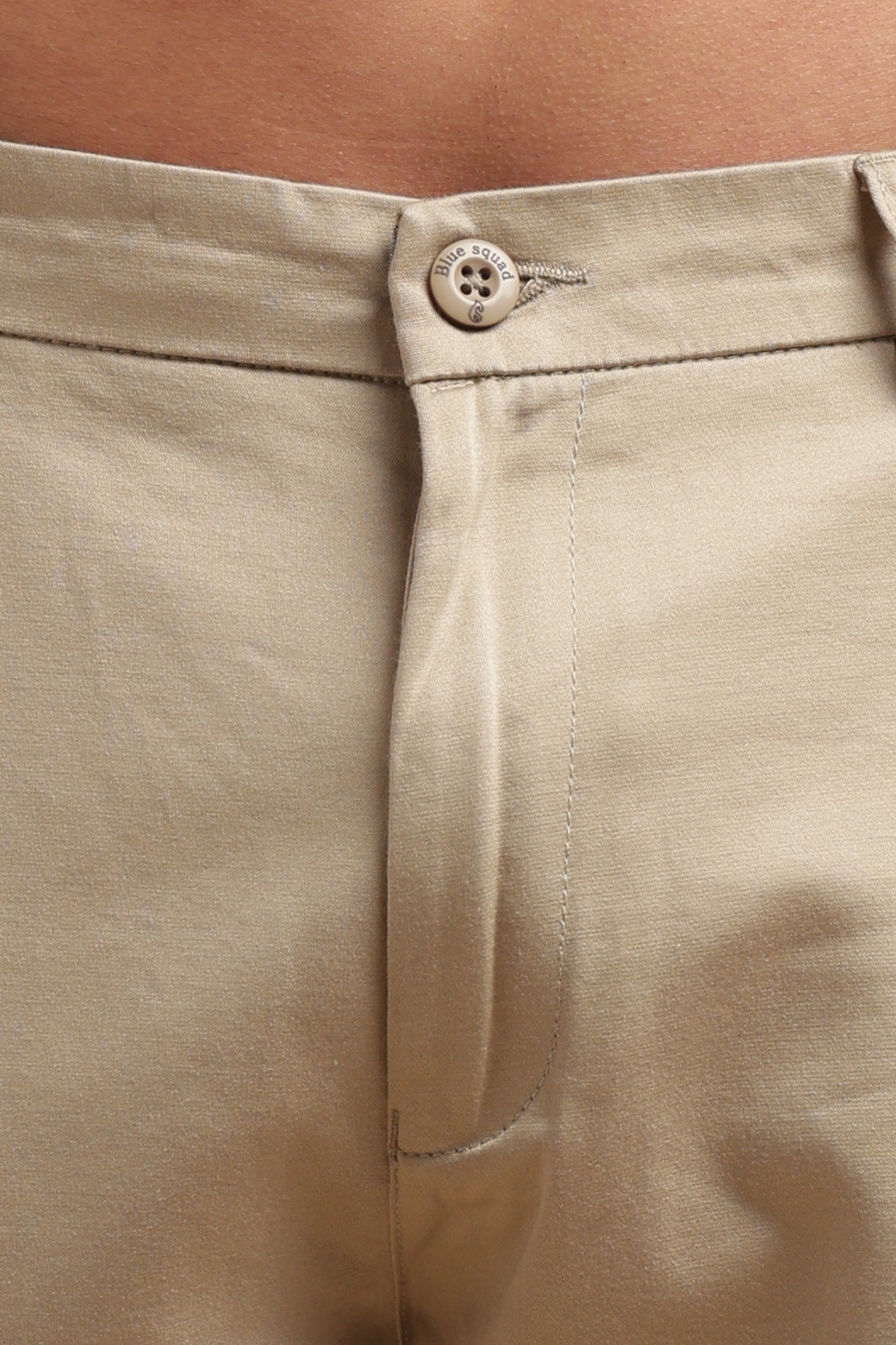 Cream Cotton Straight Fit Chinos
