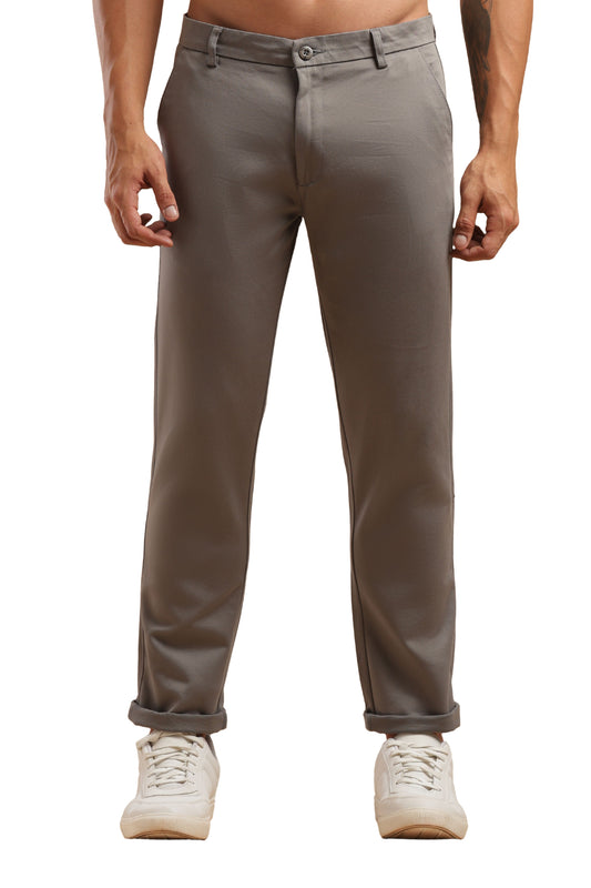 Dark Grey Cotton Straight Fit Chinos