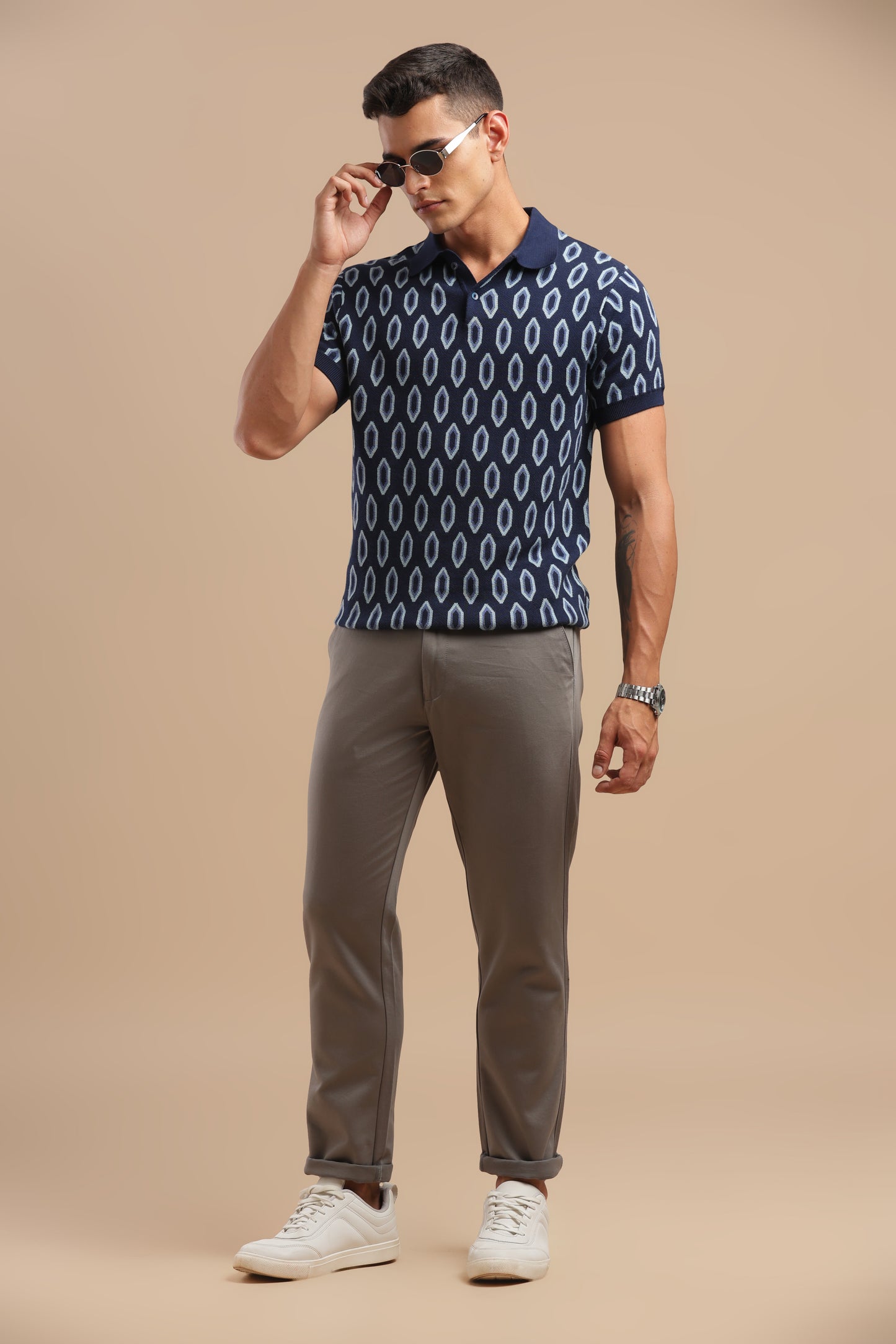 Dark Grey Cotton Straight Fit Chinos