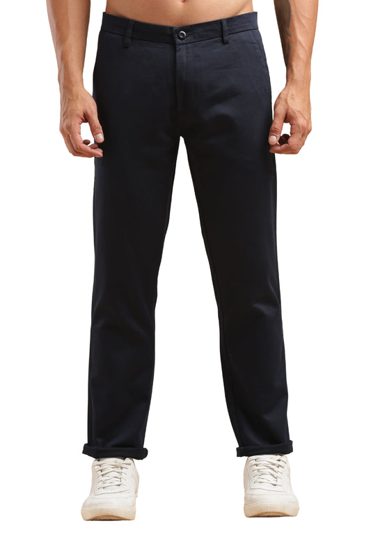 Navy Blue Cotton Straight Fit Chinos