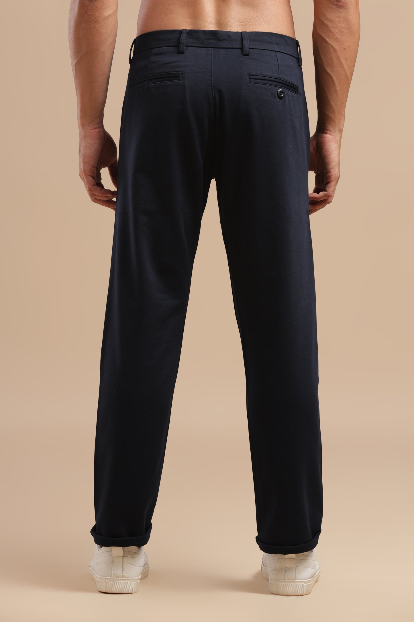 Navy Blue Cotton Straight Fit Chinos