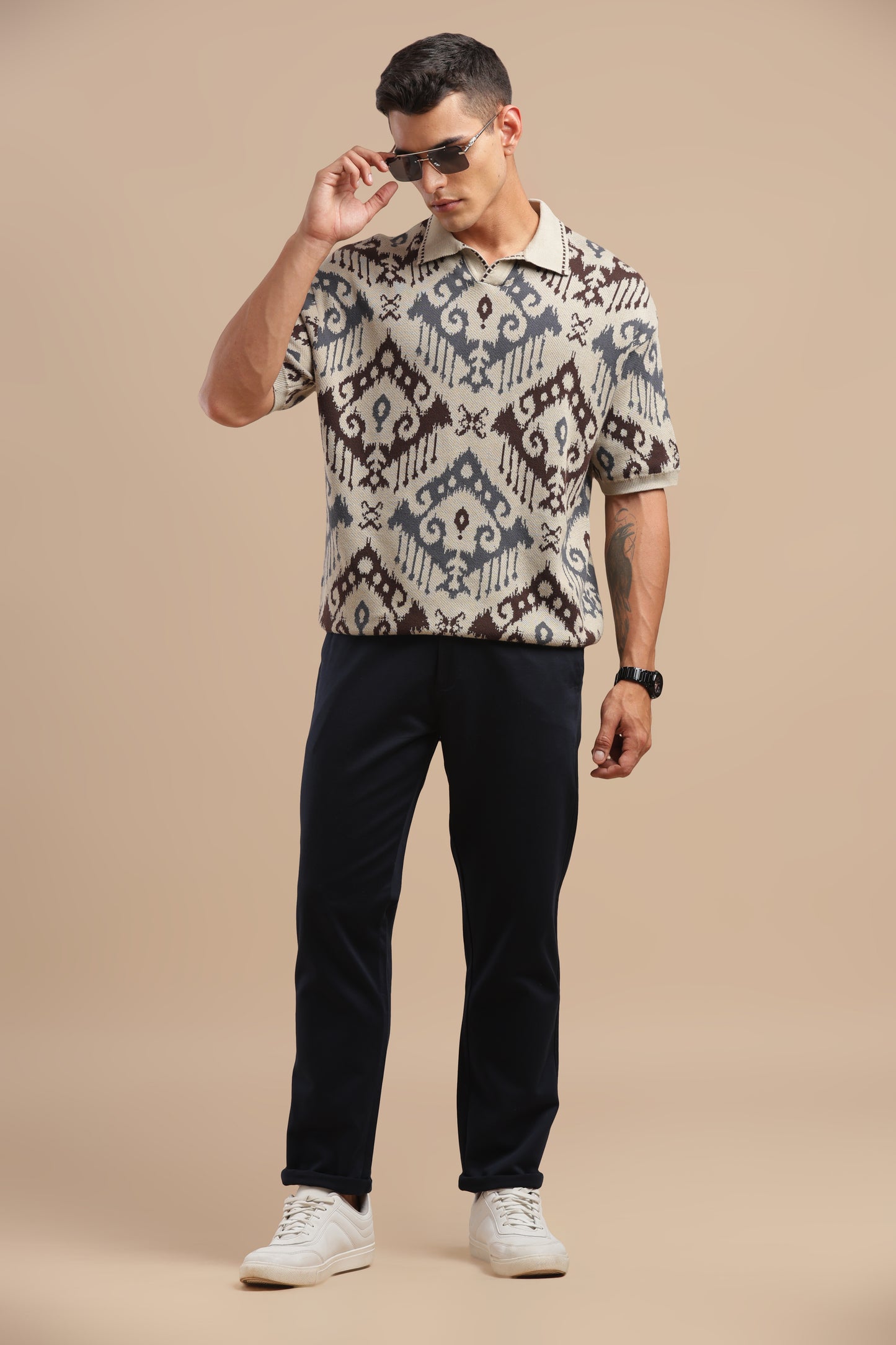 Navy Blue Cotton Straight Fit Chinos