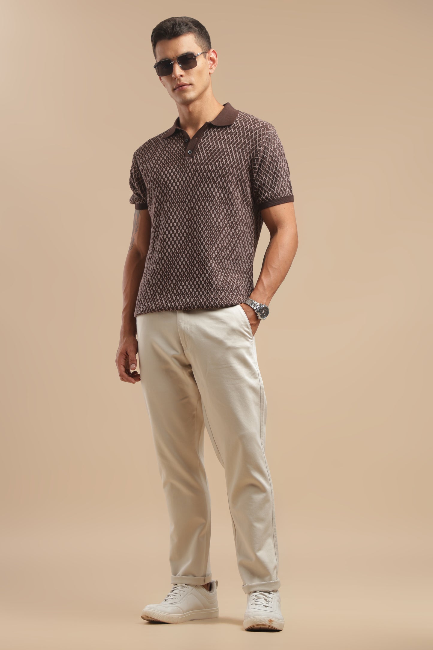 Off White Cotton Straight Fit Chinos
