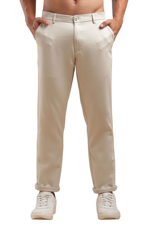Off White Cotton Straight Fit Chinos