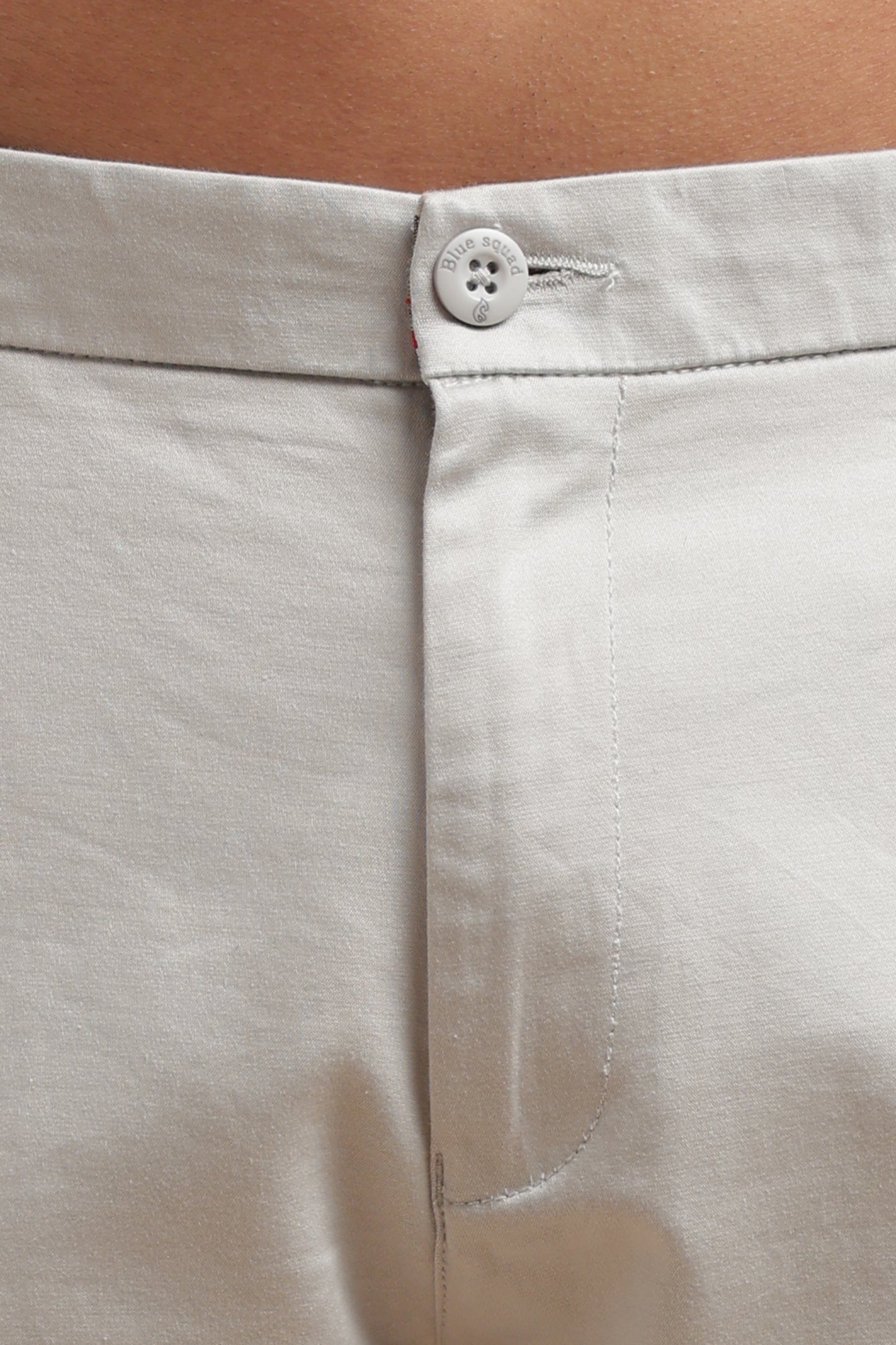 Silver Cotton Straight Fit Chinos