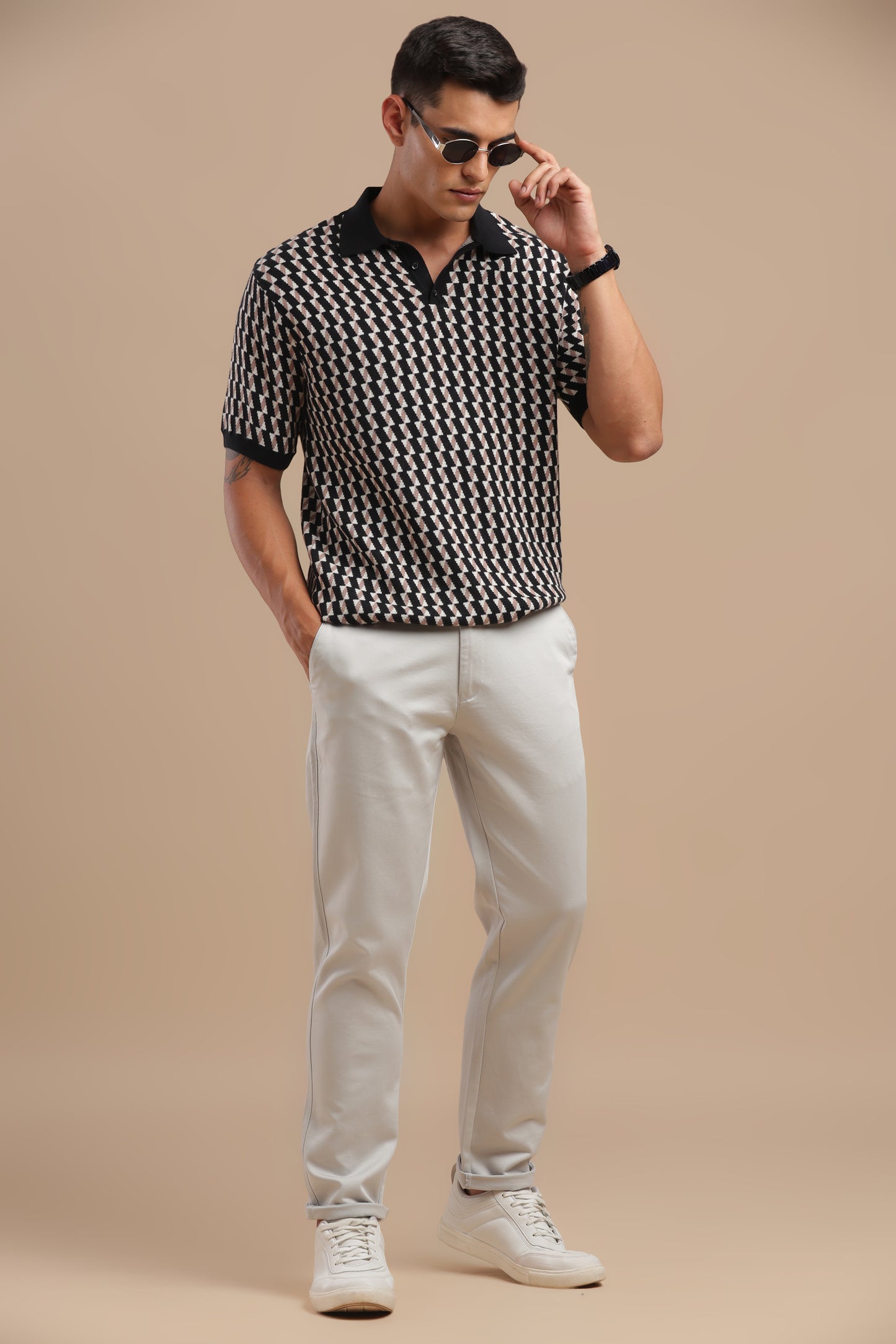 Silver Cotton Straight Fit Chinos