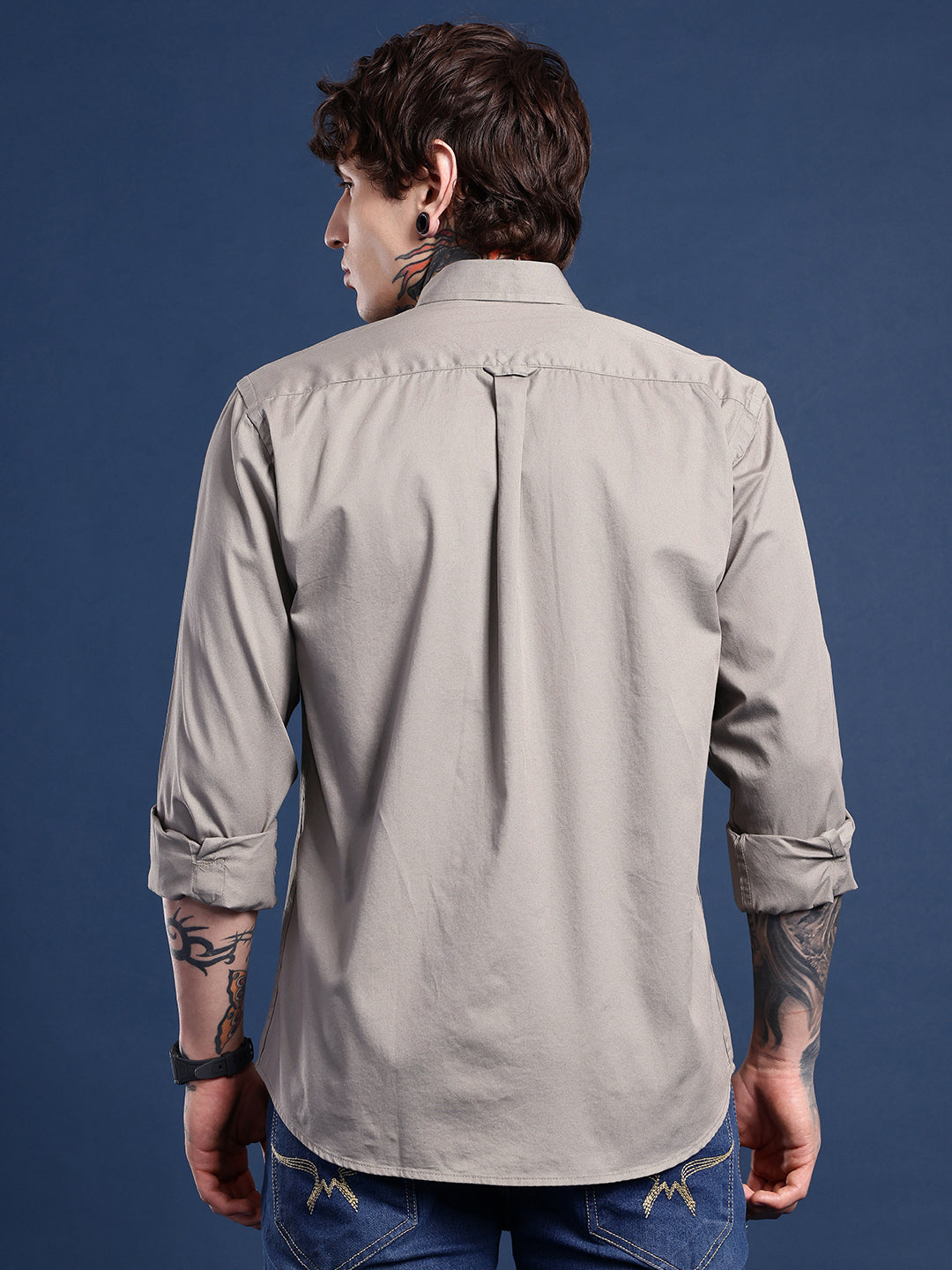 Ash Grey Full Sleeve Pure Cotton Shirt