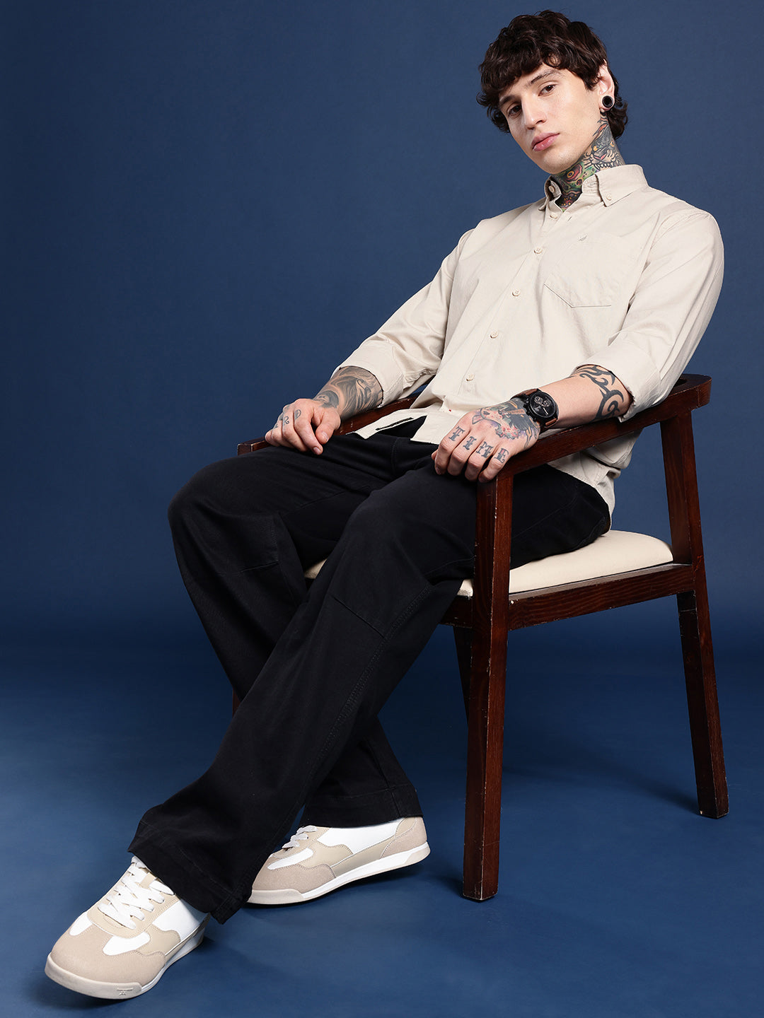 Beige Full Sleeve Pure Cotton Shirt