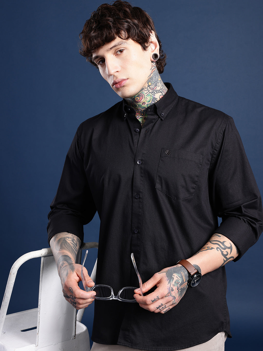 Black Full Sleeve Pure Cotton Shirt