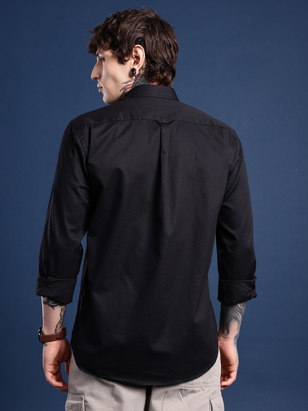 Black Full Sleeve Pure Cotton Shirt