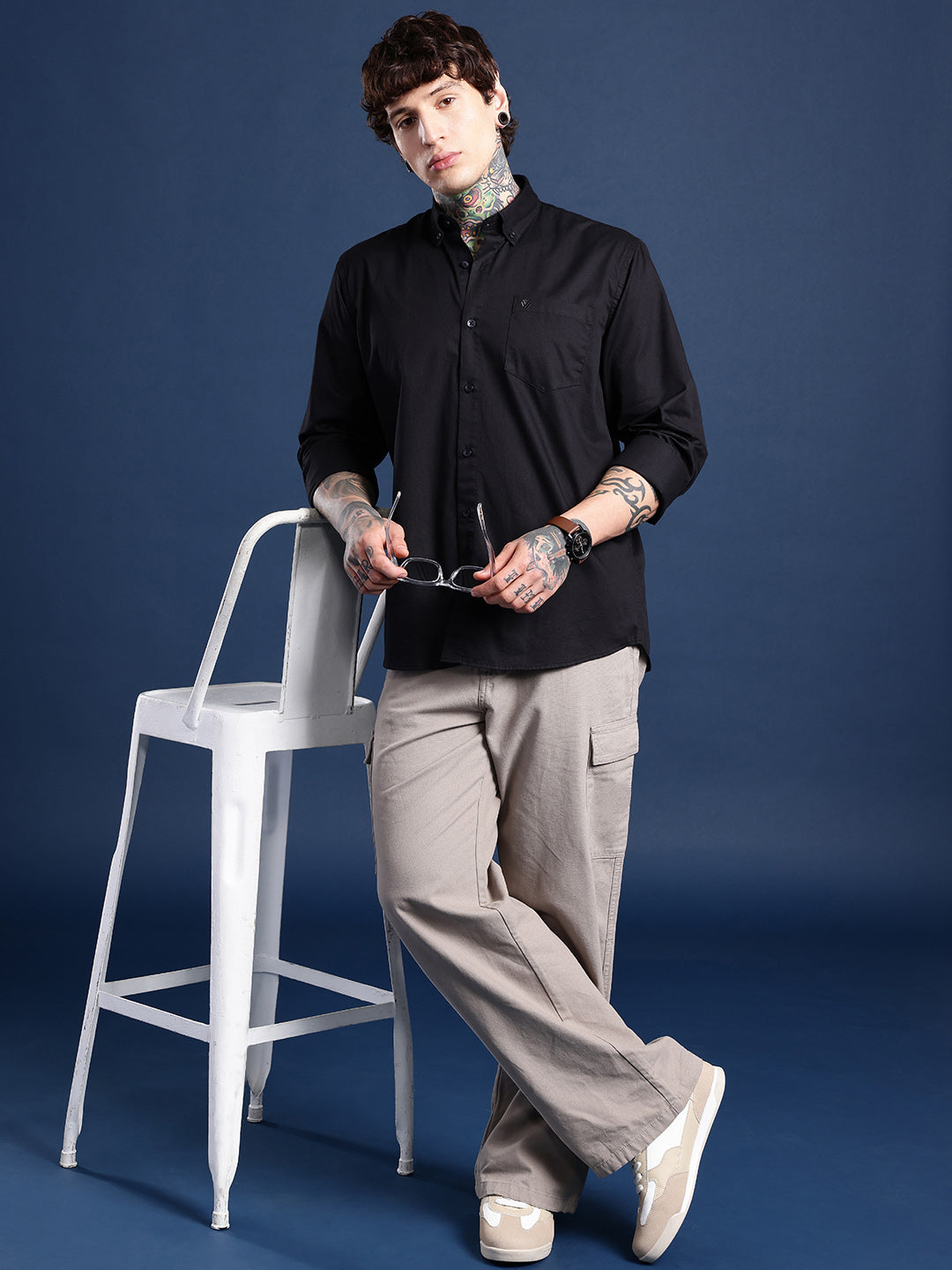 Black Full Sleeve Pure Cotton Shirt