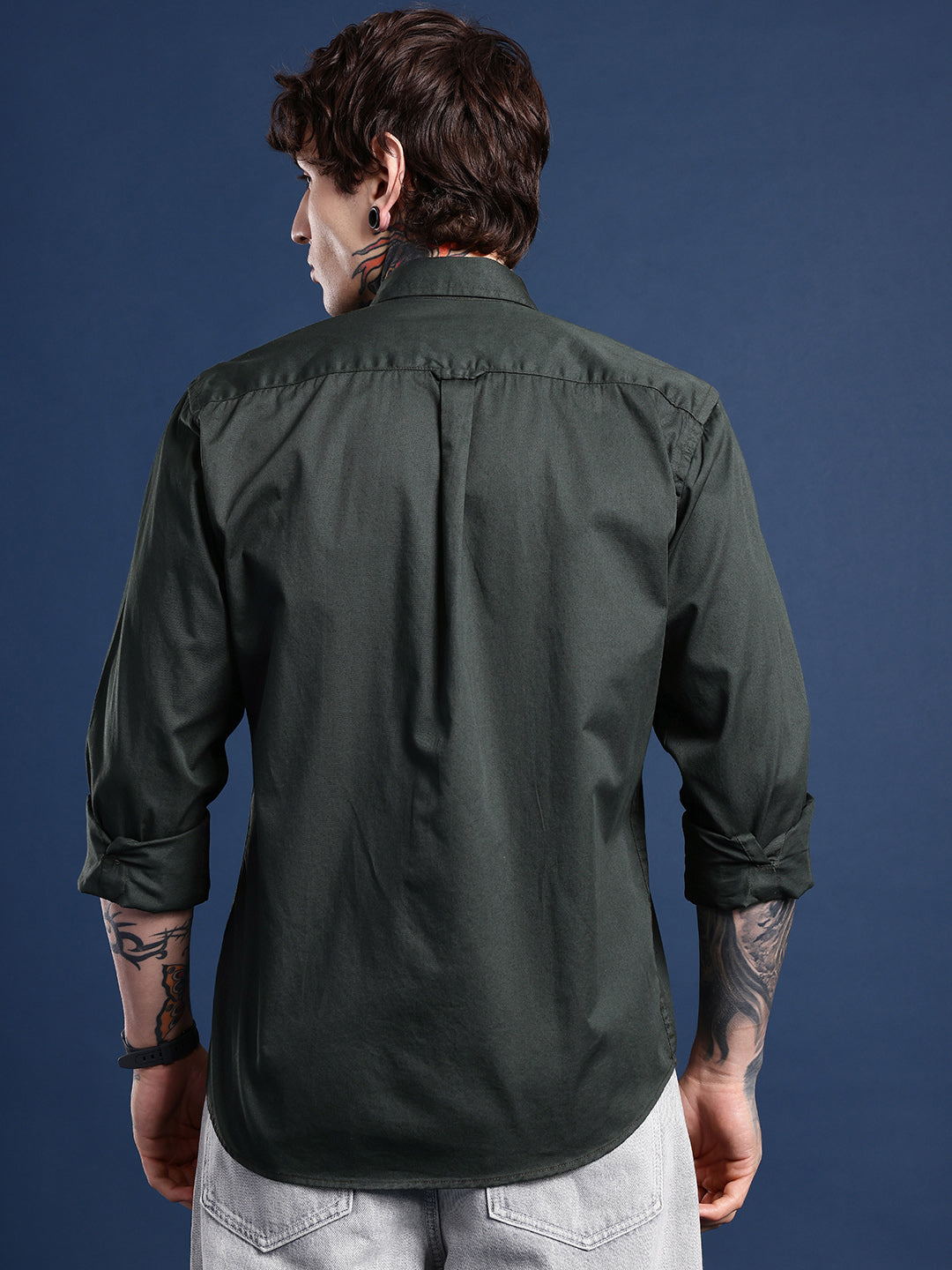 Bottle Green Full Sleeve Pure Cotton Shirt