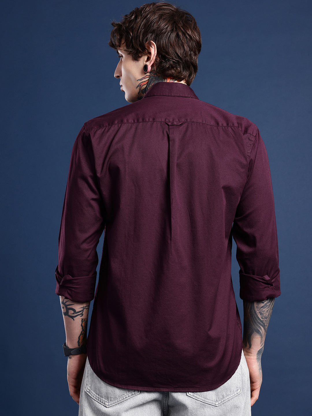 Burgundy Full Sleeve Pure Cotton Shirt