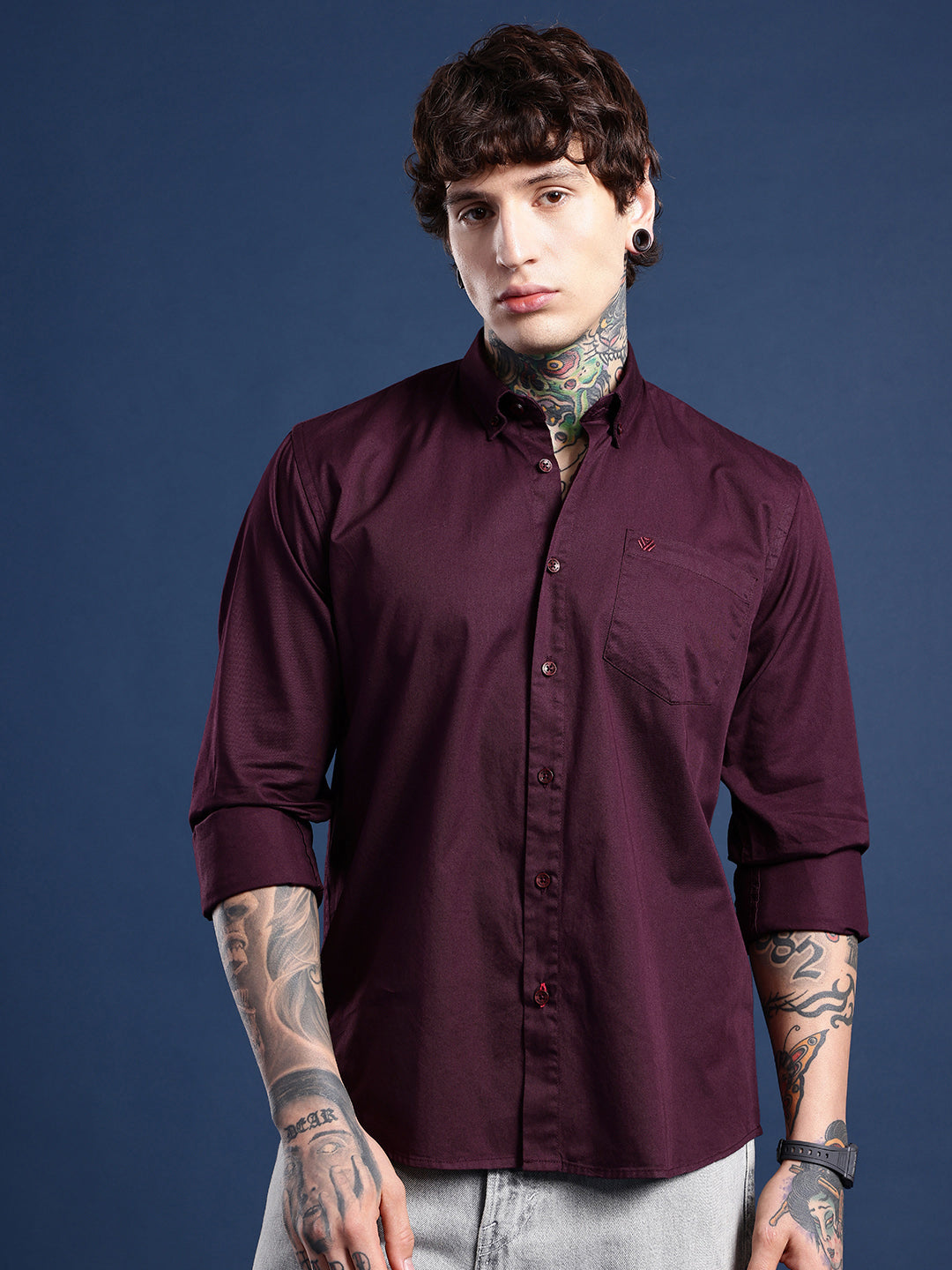 Burgundy Full Sleeve Pure Cotton Shirt