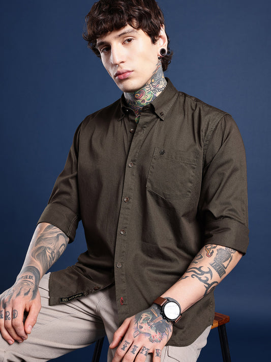Coffee Full Sleeve Pure Cotton Shirt