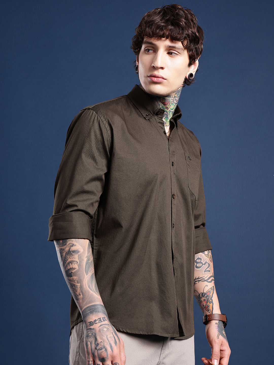 Coffee Full Sleeve Pure Cotton Shirt