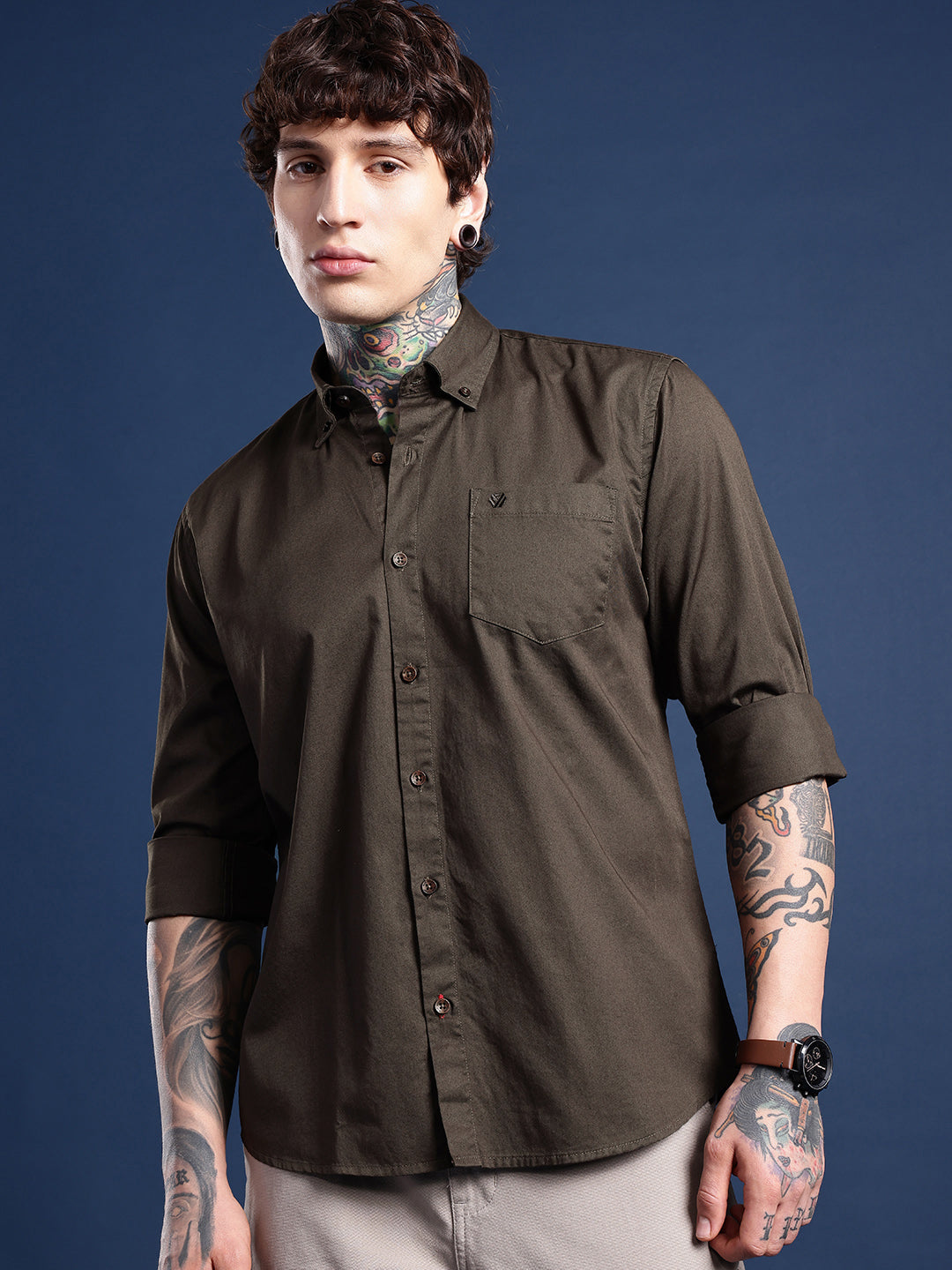 Coffee Full Sleeve Pure Cotton Shirt