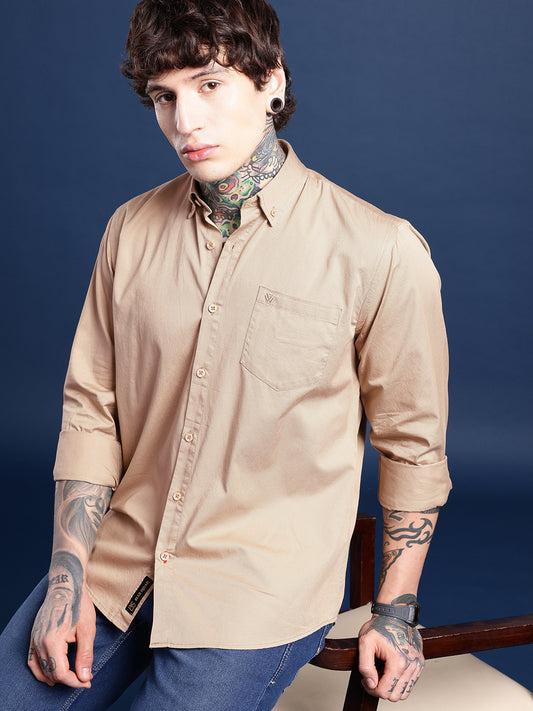 Cream Full Sleeve Pure Cotton Shirt