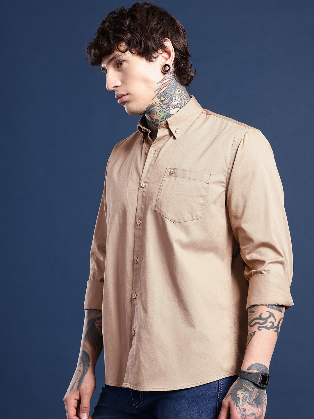 Cream Full Sleeve Pure Cotton Shirt