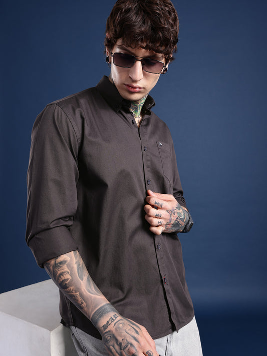 Dark Grey Full Sleeve Pure Cotton Shirt