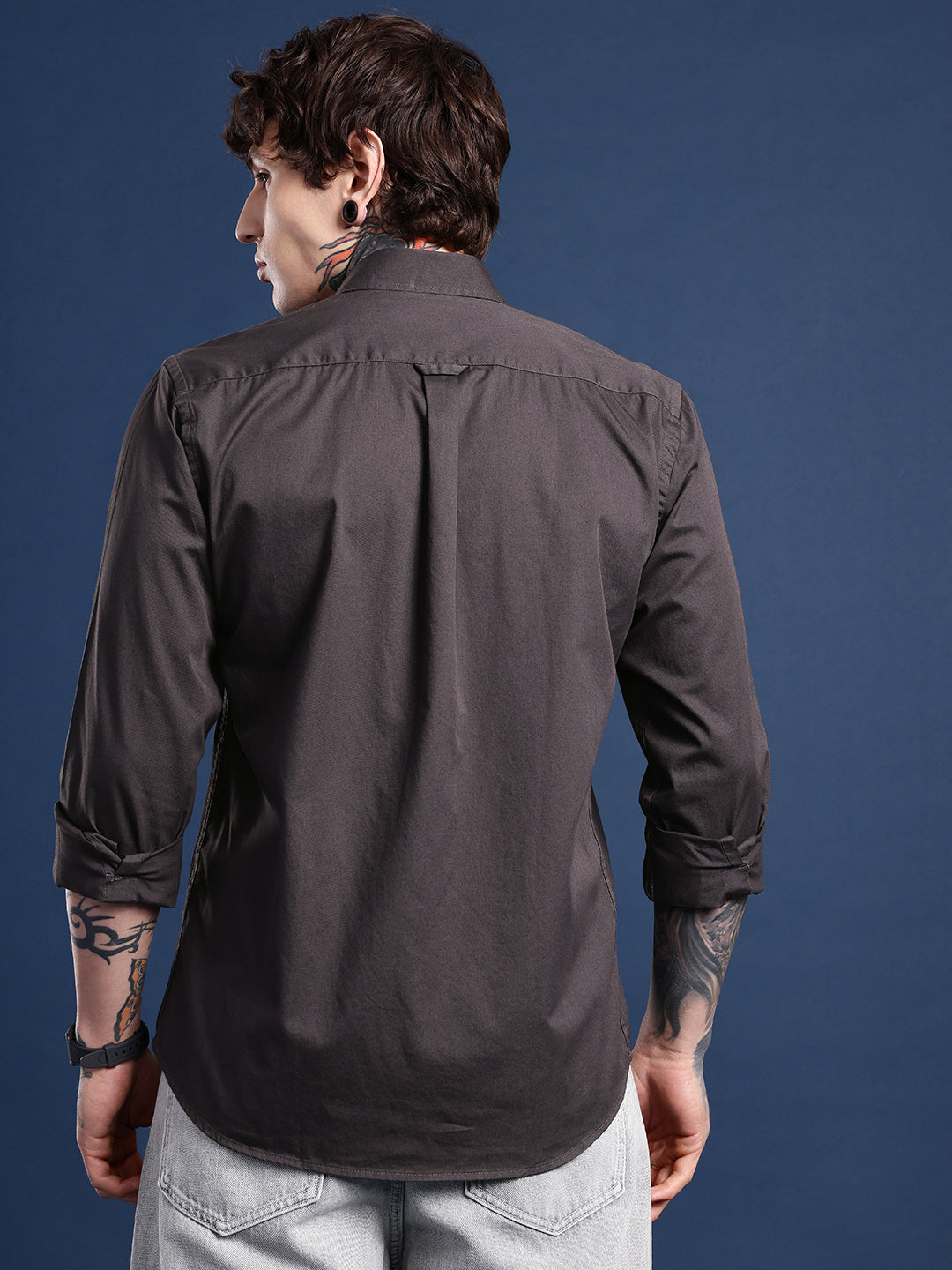Dark Grey Full Sleeve Pure Cotton Shirt