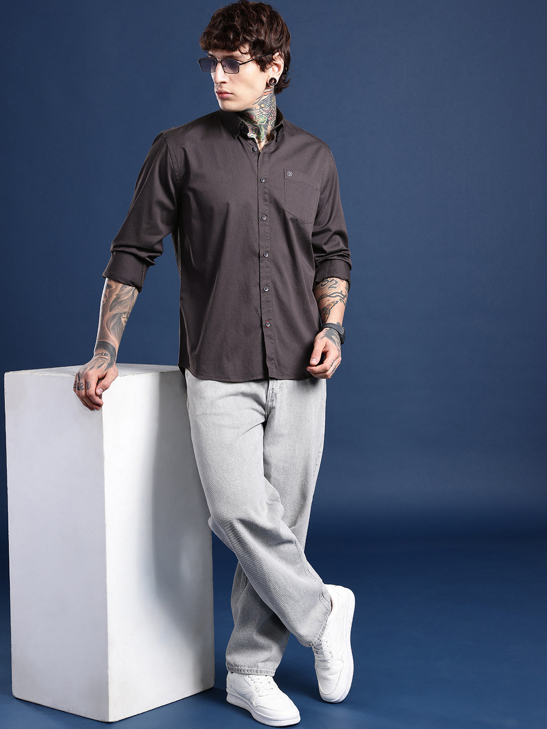 Dark Grey Full Sleeve Pure Cotton Shirt