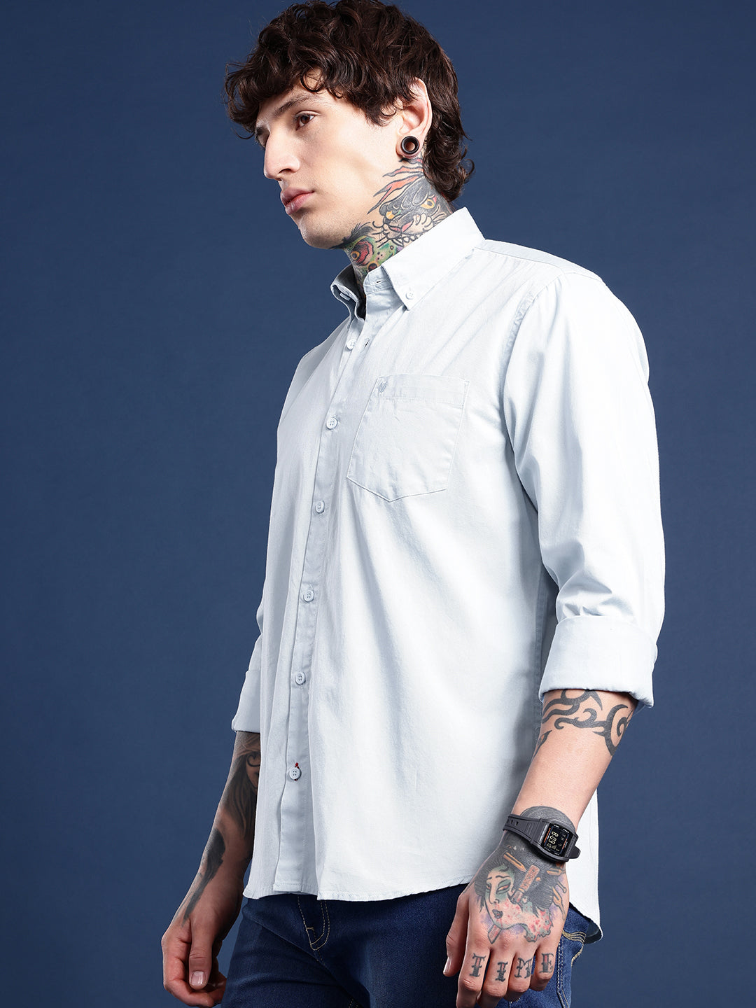 Light Blue Full Sleeve Pure Cotton Shirt