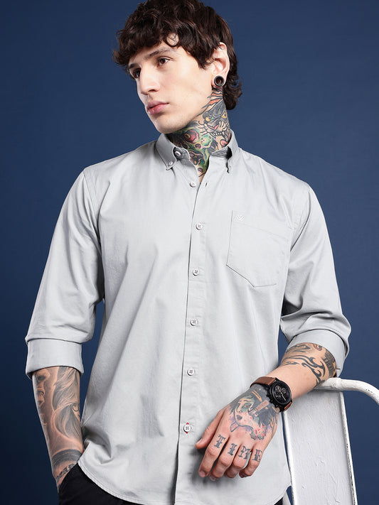 Light Grey Full Sleeve Pure Cotton Shirt