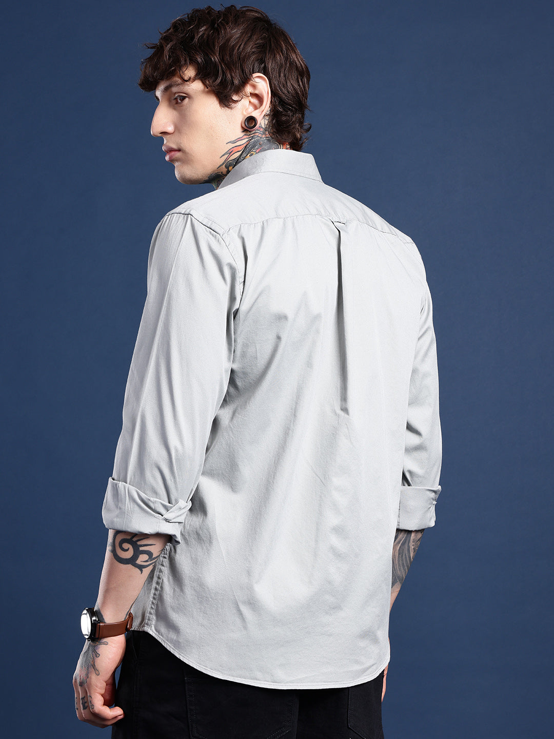 Light Grey Full Sleeve Pure Cotton Shirt