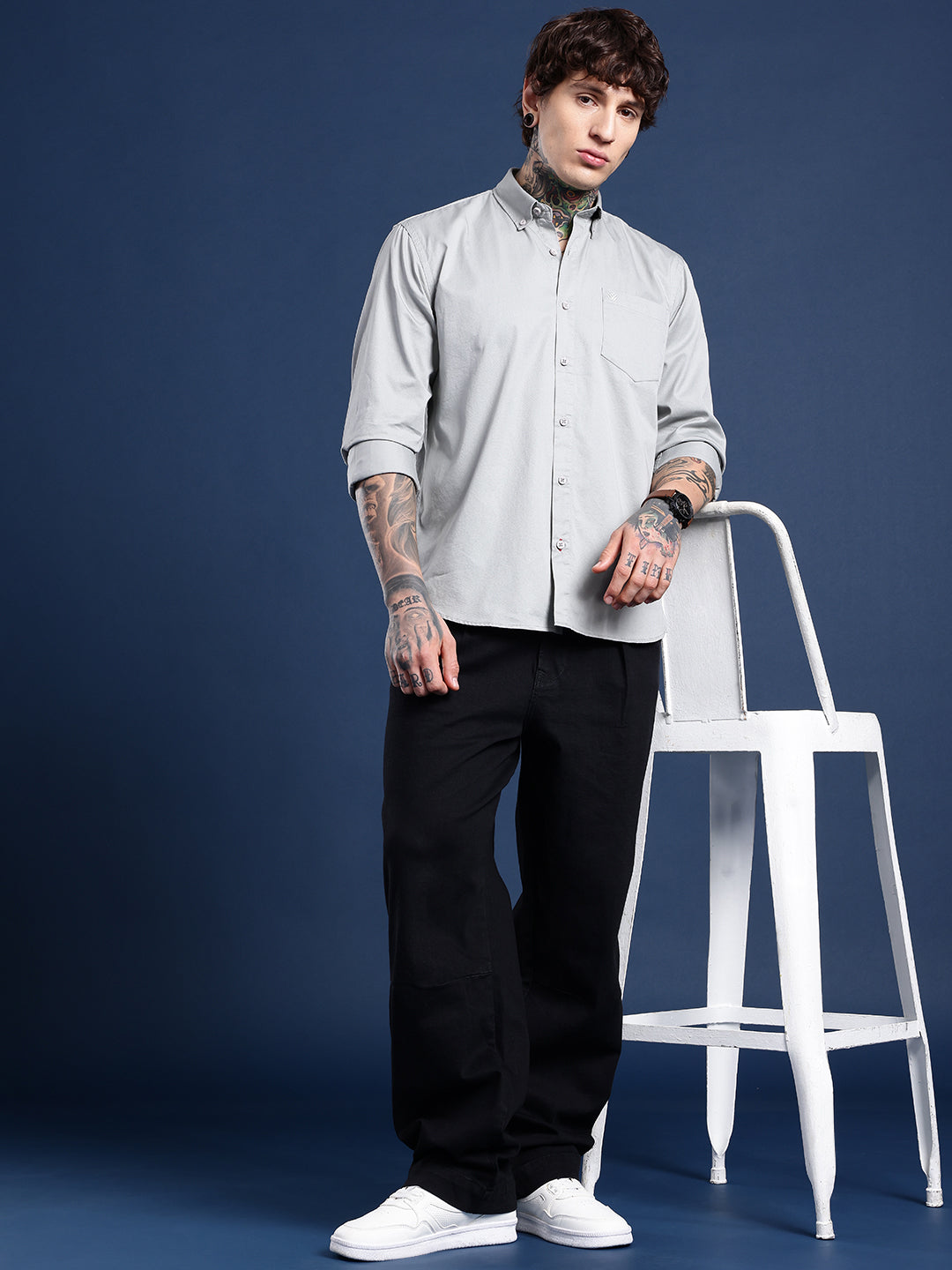 Light Grey Full Sleeve Pure Cotton Shirt