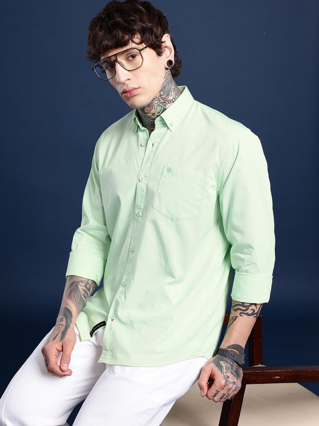 Mint Full Sleeve Pure Cotton Shirt