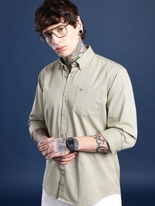 Olive Full Sleeve Pure Cotton Shirt